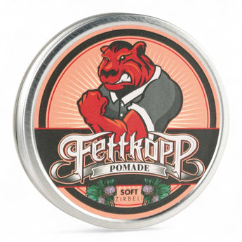 Produktbild von Fettkopp Pomade Soft Zirbeli auf weißem Hintergrund