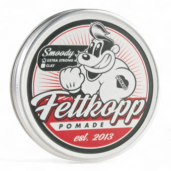 Produktbild von Fettkopp Pomade Extra Strong Smoody auf weißem Hintergrund