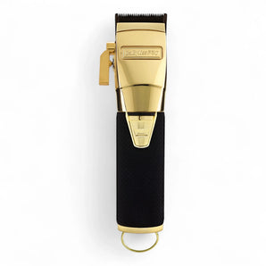 Produktbild von BaBylissPRO Boost+ Gold Clipper professioneller Vollmetall-Haarschneider schwarz/gold auf weißem Hintergrund