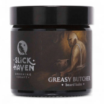 Produktbild von Slickhaven Bartbalsam Greasy Butcher 60ml auf weißem Hintergrund