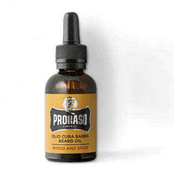 Produktbild von Proraso Bartöl Wood & Spice 30ml auf weißem Hintergrund