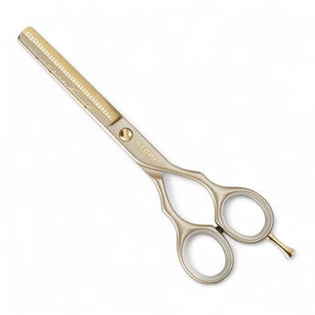 Produktbild von Kiepe professionelle Ausdünnungsschere halbe Klinge luxury gold 5.5″ auf weißem Hintergrund