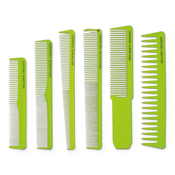 Gamma+ 5-teiliges Barberkamm-Set Grün – Produktbild freigestellt