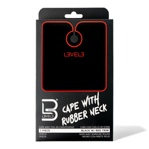 L3VEL3 Friseur-Umhang mit Gummihals Schwarz-Rot – Produktbild