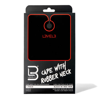 L3VEL3 Friseur-Umhang mit Gummihals Schwarz-Rot – Produktbild