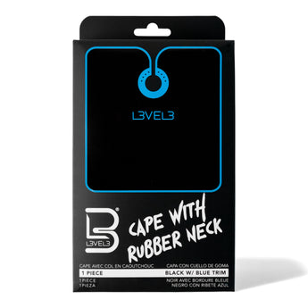 L3VEL3 Friseur-Umhang mit Gummikragen Schwarz-Blau – Produktbild