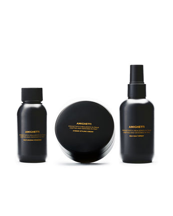 Amighetti Grooming Bundle mit Dust, Wax und Sea in schwarzer Verpackung mit goldener Schrift