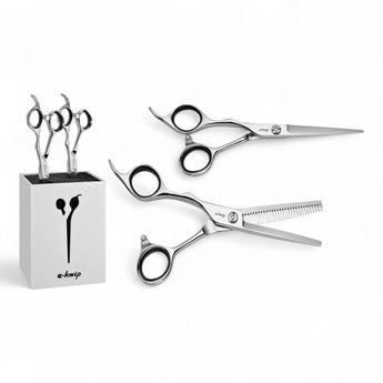 Phullcutz e-kwip Education Scheren-Set LEFT 5,5 Zoll mit Modellierschere und Werkzeugständer für präzises Haarschneiden…