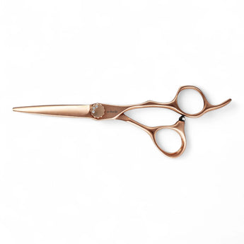 Phullcutz e-kwip Kirei matt-rose 60 Haarschere mit versetztem Ringgriff und Kristallschraube für präzise Schnitttechniken