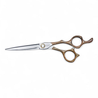 Phullcutz e-kwip+ Nature 55 Haarschere mit Holzgriff und Fingerablage für präzisen Haarschnitt beim Barbier