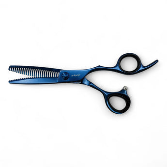 Phullcutz e-kwip+ Neptune Modellier 25 Effilierschere in blauem Metallic-Finish mit 25 Zähnen für präzises Ausdünnen der…