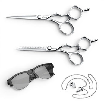 Phullcutz e-kwip Surimu Friseurscheren-Set aus VG-10 Stahl mit Modellierschere, Soundglasses und Einstellschlüssel