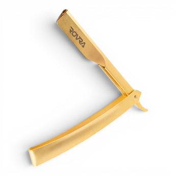 Phullcutz ROVRA Edelstahl-Rasiermesser mit Goldplasma-Finish, präzise und stilvoll.