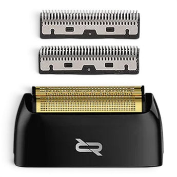 Phullcutz Ersatzfolie und Scherkopf für Pulse Triple Blade Rasierer, schwarz mit goldenen Klingen