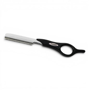 Phullcutz Feather Razor S Kurzgriff Friseurmesser mit schwarzem Griff und silberner Klinge, Teflon-beschichtet, für präzise Schnitte.