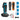 Gamma+ Shorty Clipper in Blau auf Ladestation mit Wechselcovern in Schwarz und Orange, 4 Aufsteckkämmen und Pflegeset