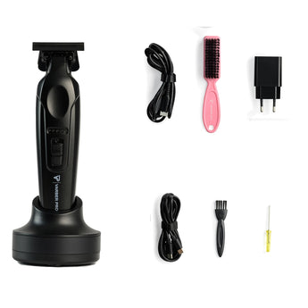 Phullcutz Kyoto Trimmer Vollmetall-Haarschneider in Schwarz mit Ladestation, Ladekabeln, Reinigungsbürste und Zubehör