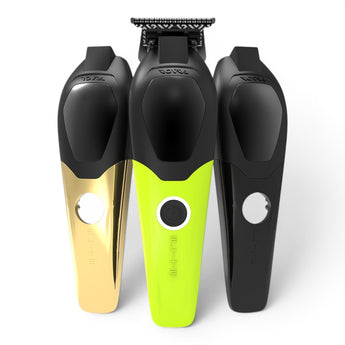 Phullcutz ROVRA Elite Trimmer mit T-WIDE Klinge in Schwarz, Gold und Neongrün. Präzisionstrimmer für Konturen.