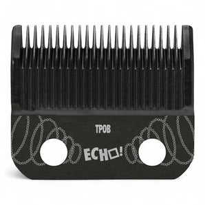 Phullcutz TPOB ECHO Blade in Schwarz, ein Faper-Hybrid-Schneidsatz mit tiefen Kanälen für präzises Haar-Blending.