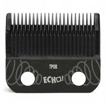 Phullcutz TPOB ECHO Blade in Schwarz, ein Faper-Hybrid-Schneidsatz mit tiefen Kanälen für präzises Haar-Blending.