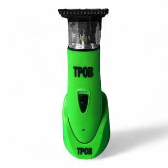 Phullcutz TPOB Ghost X Trimmer in Slime Green mit DLC T-Wide Carbon Klinge und Ladestation für präzise Haarschnitte