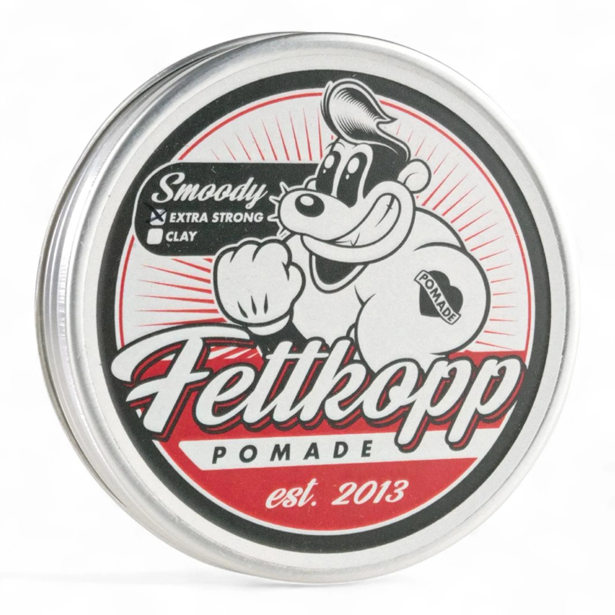 Produktbild von Fettkopp Pomade Extra Strong Smoody auf weißem Hintergrund