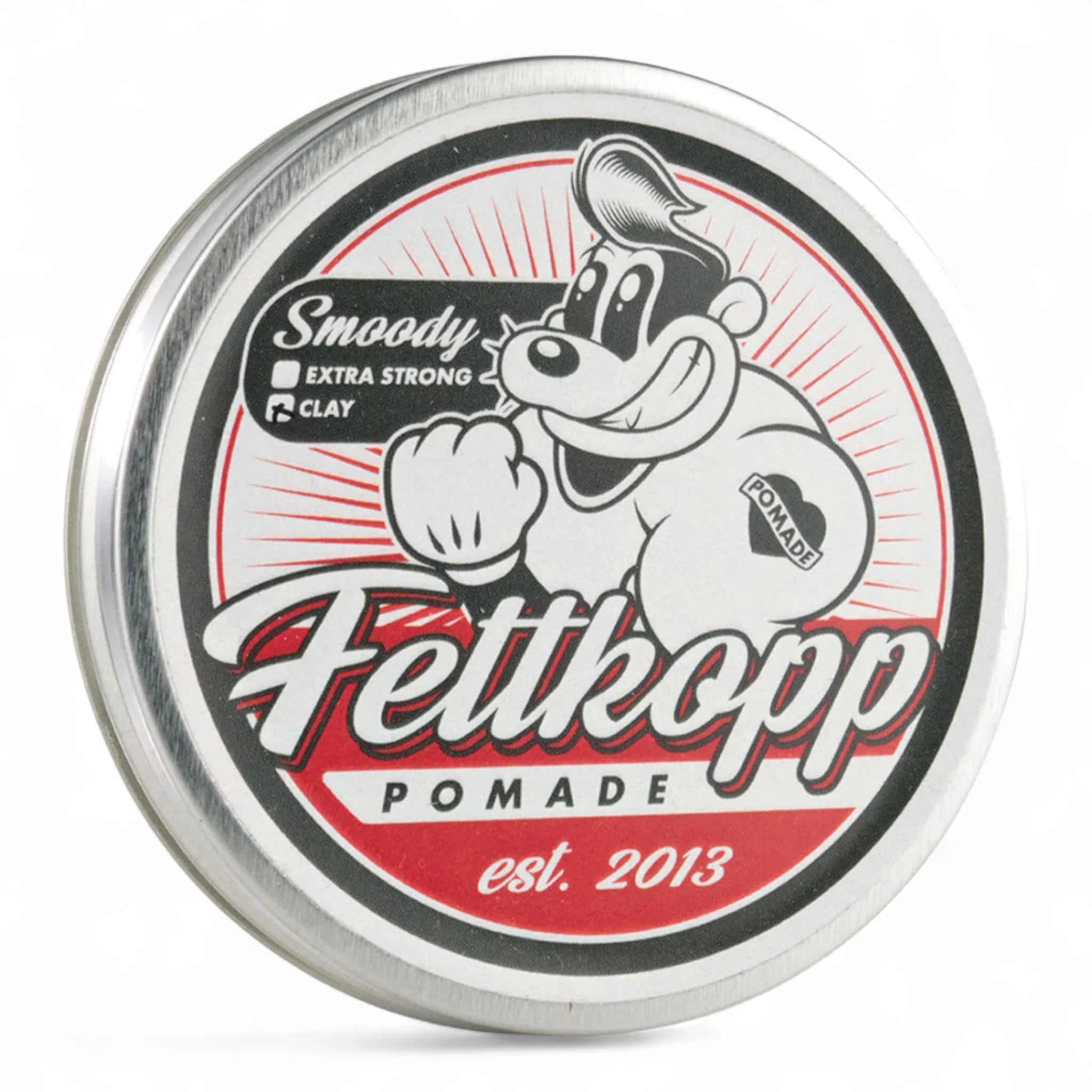Produktbild von Fettkopp Pomade SMOODY Clay auf weißem Hintergrund