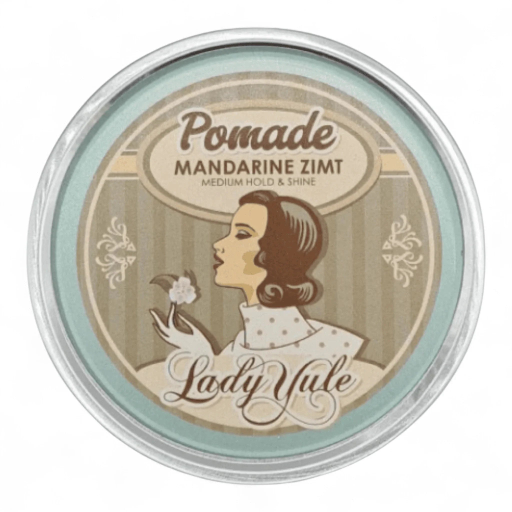 Produktbild von Fettkopp Pomade Lady Yule Mandarine Zimt 51g auf weißem Hintergrund