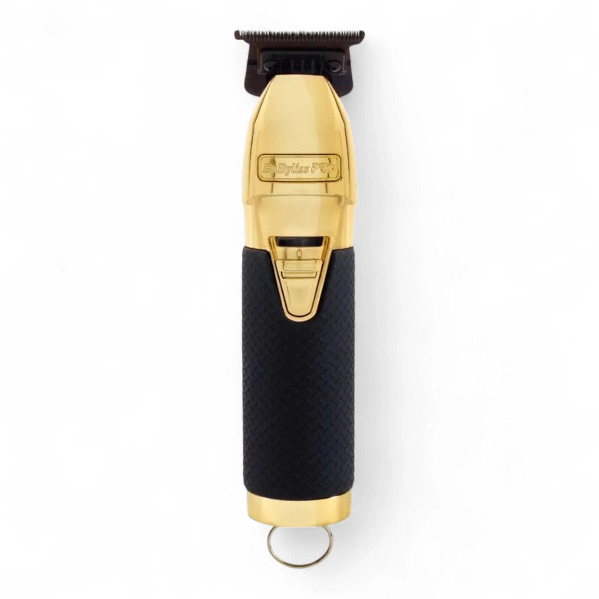 Produktbild von BaBylissPRO Skeleton Trimmer Boost+ Gold Outlining professioneller Vollmetall-Präzisionstrimmer schwarz/gold auf weißem Hintergrund
