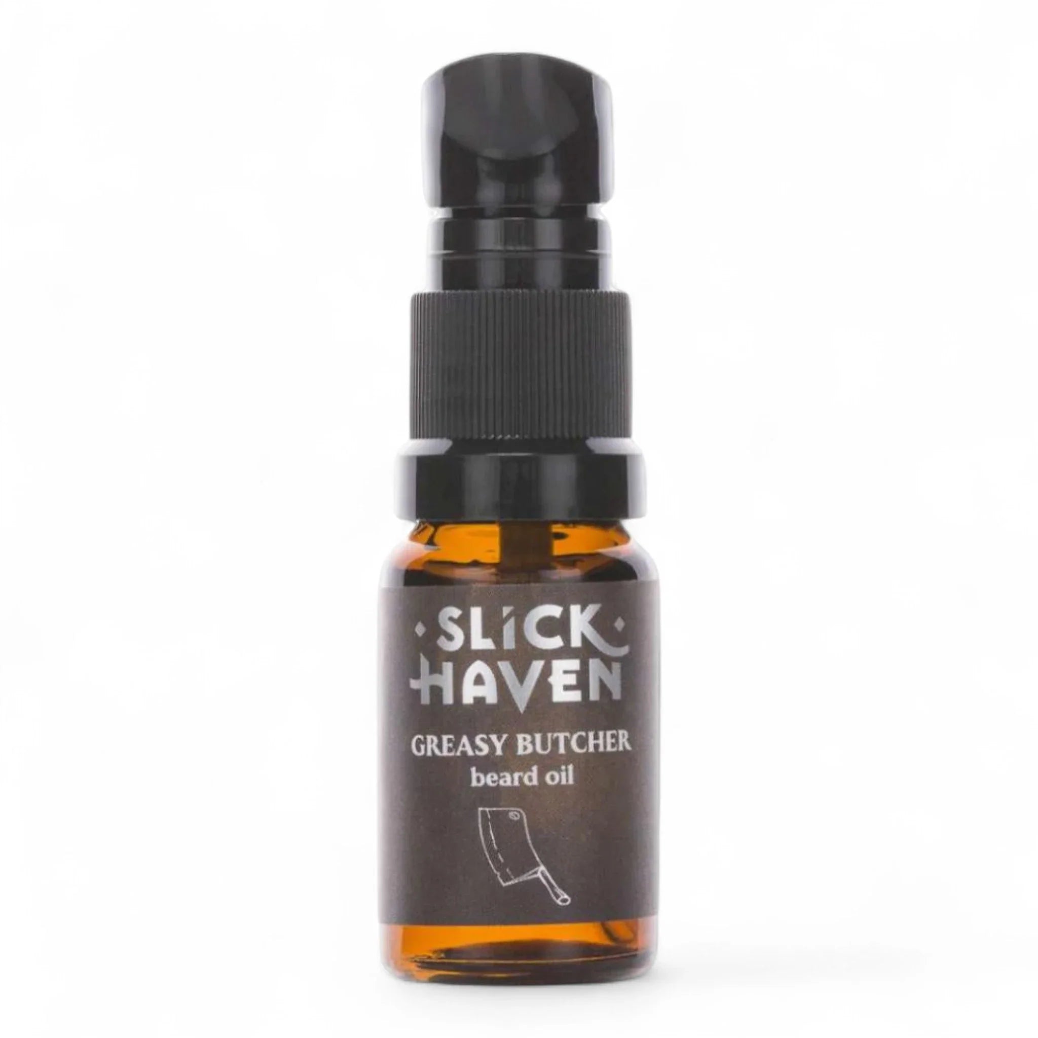 Produktbild von Slickhaven Bartöl Greasy Butcher 10ml auf weißem Hintergrund