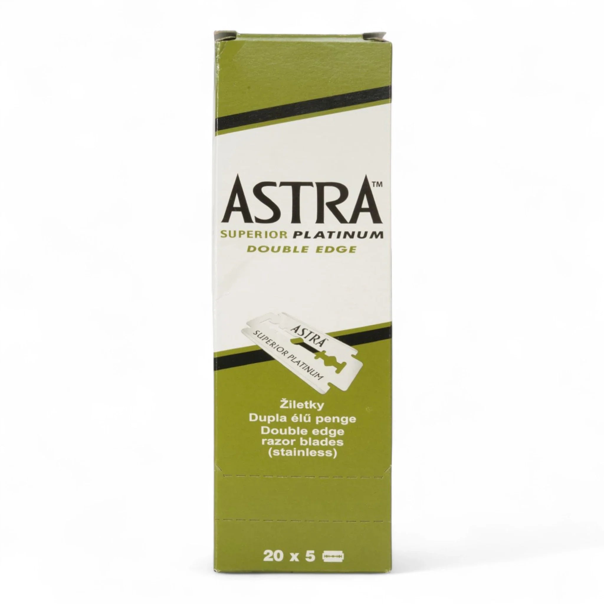 Produktbild von Astra Rasierklingen Doppelkante 100 Stk. auf weißem Hintergrund
