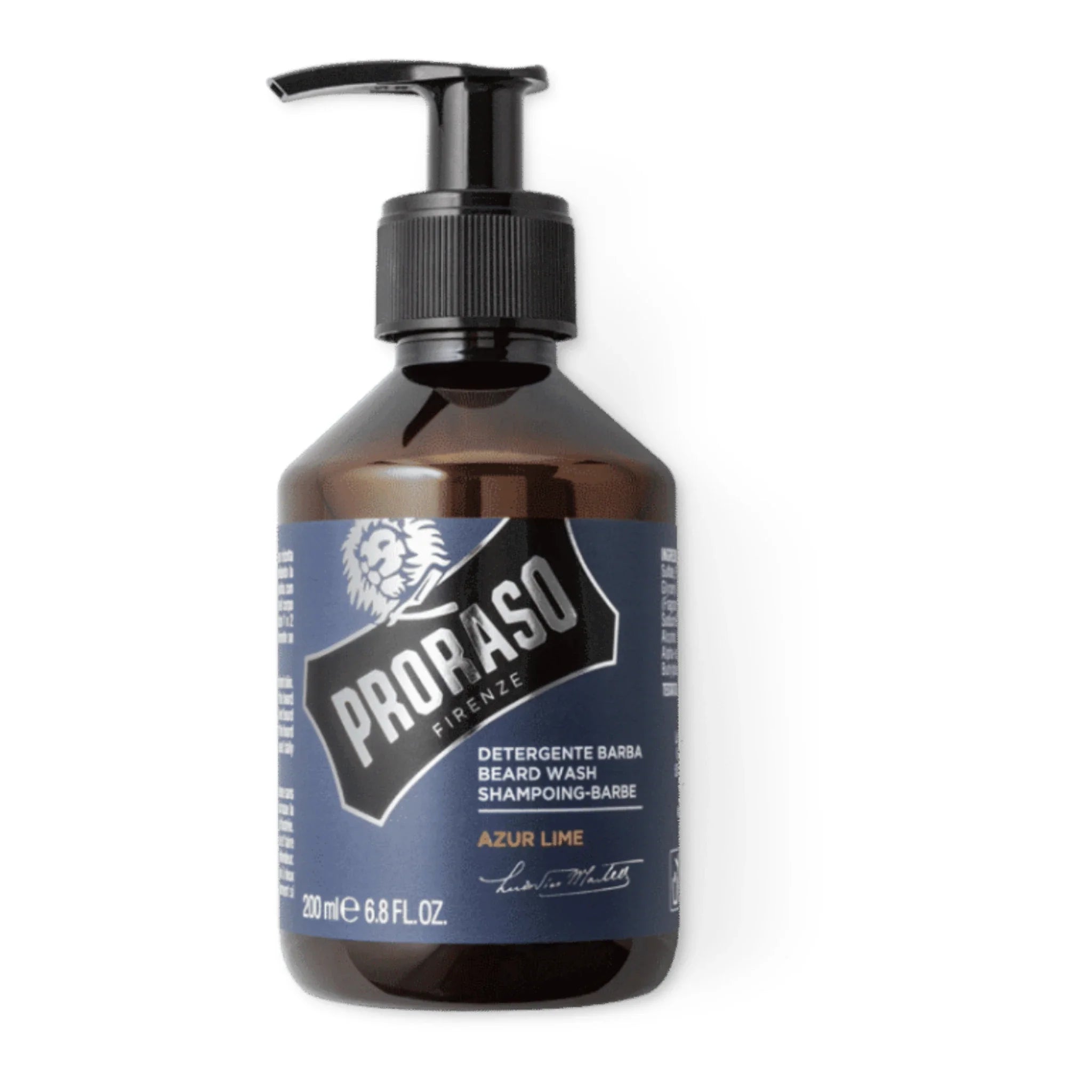 Produktbild von Proraso Bartshampoo Azur Lime 200ml auf weißem Hintergrund