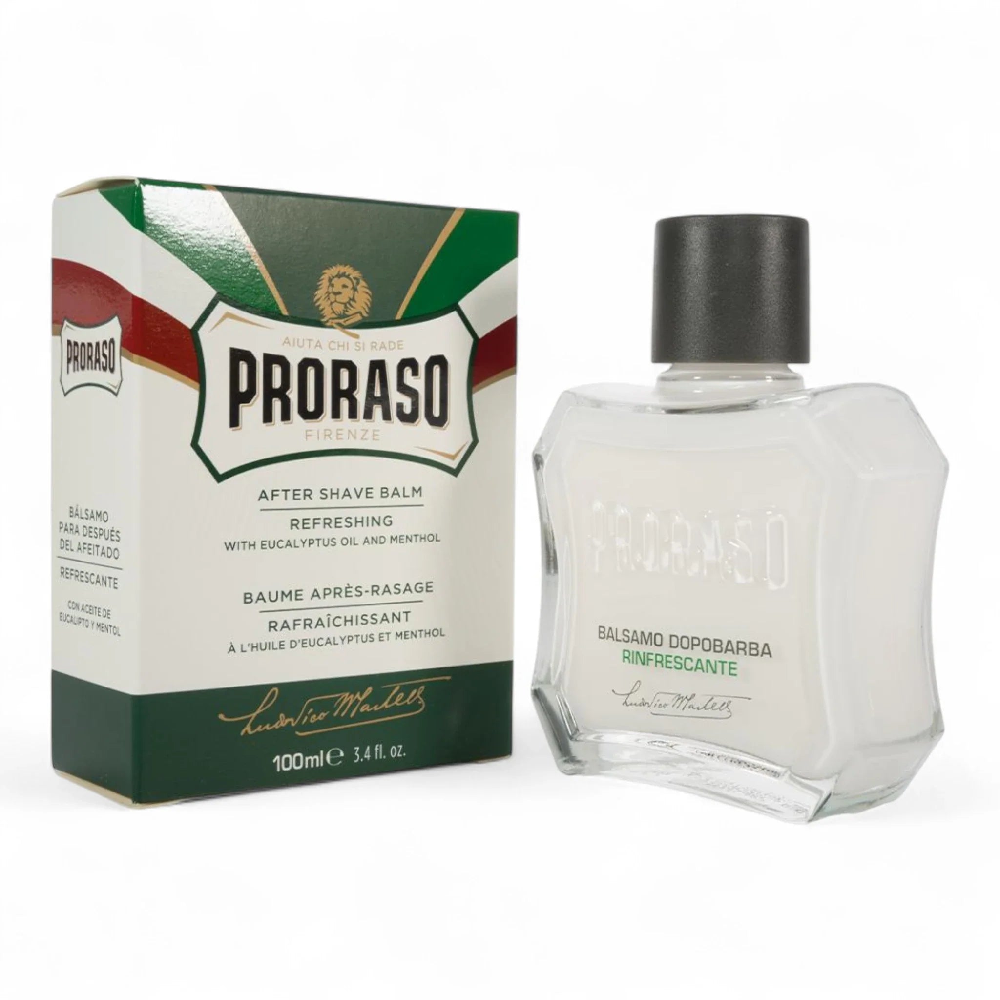 Produktbild von Proraso After Shave Balsam Refresh grün 100ml auf weißem Hintergrund