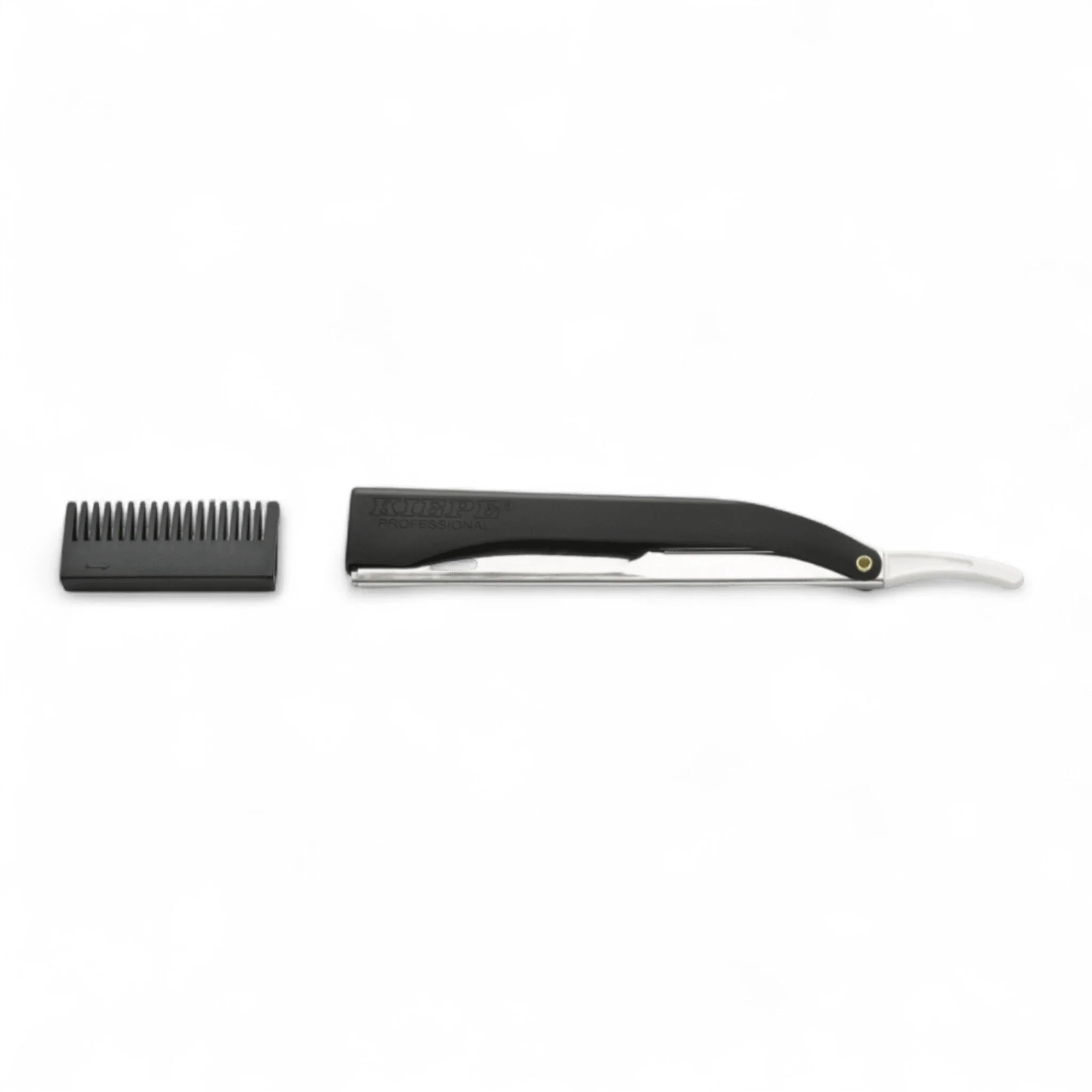 Produktbild von Kiepe Pro Rasiermesser Pro Cut Schwarz mit Kamm auf weißem Hintergrund