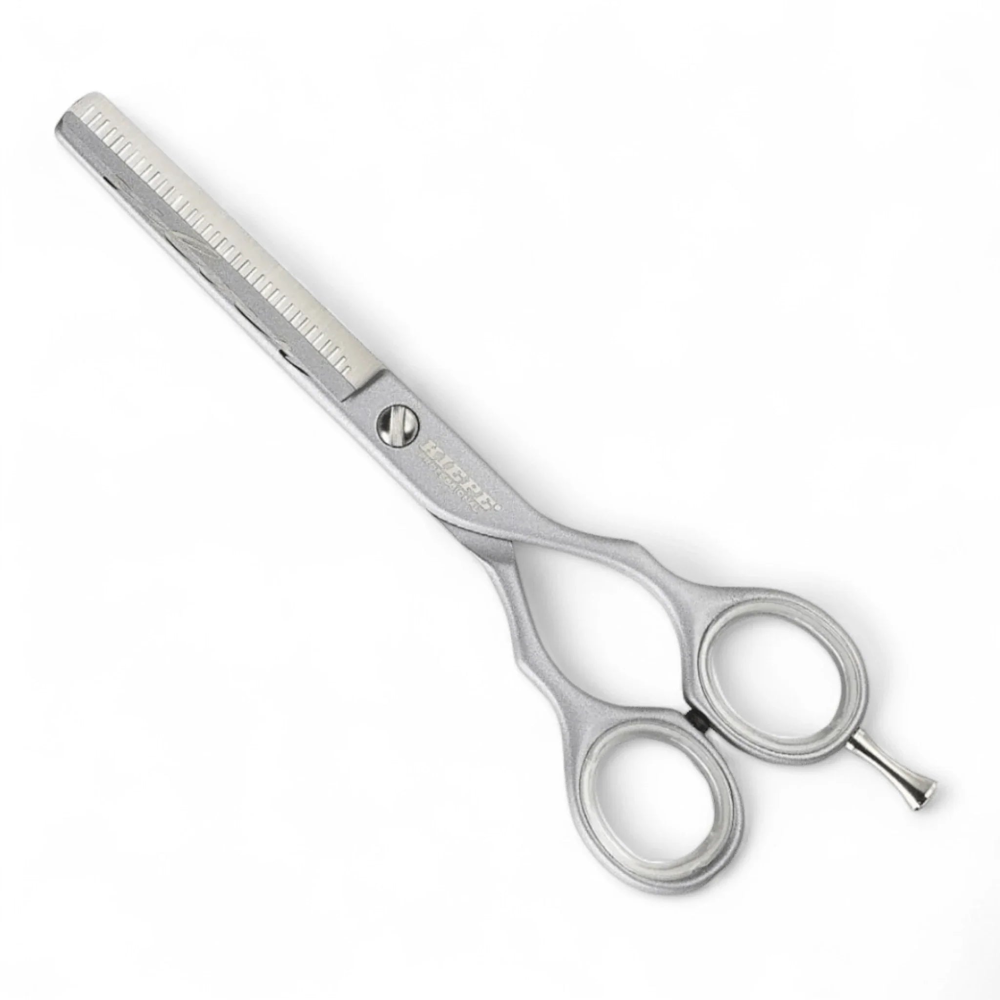 Produktbild von Kiepe professionelle Ausdünnungsschere halbe Klinge luxury silver 5.5″ auf weißem Hintergrund