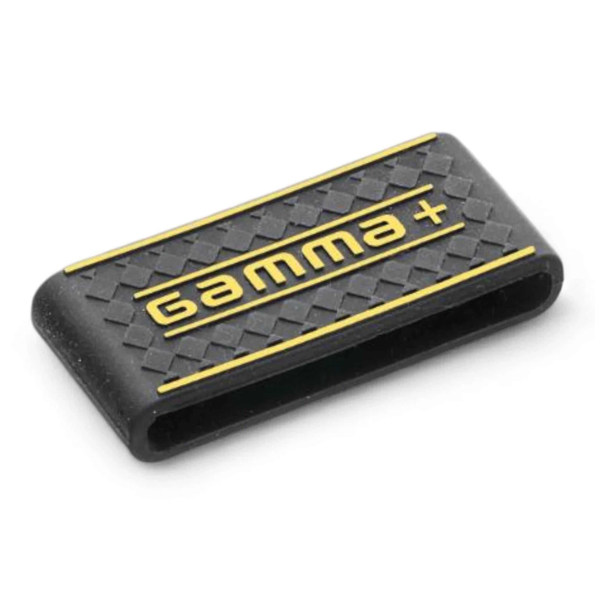 Produktbild von Gamma+ Rubber Grip für Haarschneider und Folienrasierer Gelb/Schwarz auf weißem Hintergrund