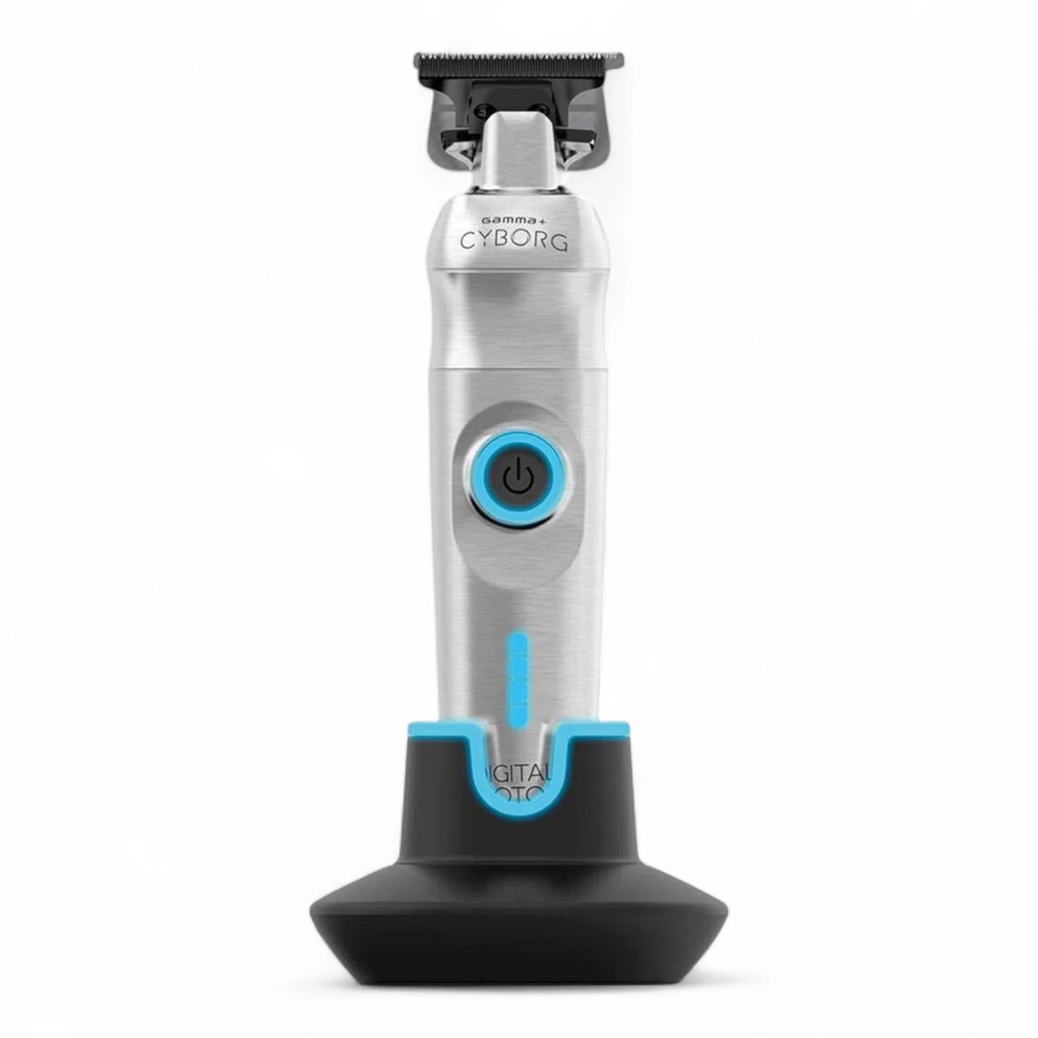 Produktbild von Gamma+ Cyborg Trimmer Professioneller Haartrimmer aus Metall mit Digitalmotor auf weißem Hintergrund
