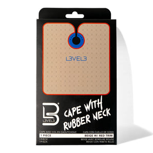 L3VEL3 Friseurumhang mit Gummihals Beige mit rotem Rand – Produktbild