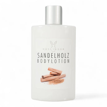Produktbild von Haslinger Sandelholz Bodylotion 200ml auf weißem Hintergrund