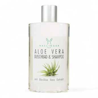Produktbild von Haslinger Aloe Vera Duschbad & Shampoo 200ml auf weißem Hintergrund