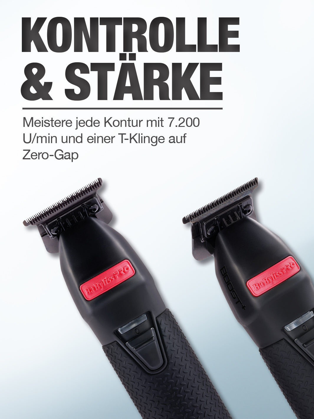 BaBylissPRO Skeleton Trimmer Boost+ Black & Red  professioneller Vollmetall-Präzisionstrimmer matt-schwarz/rot