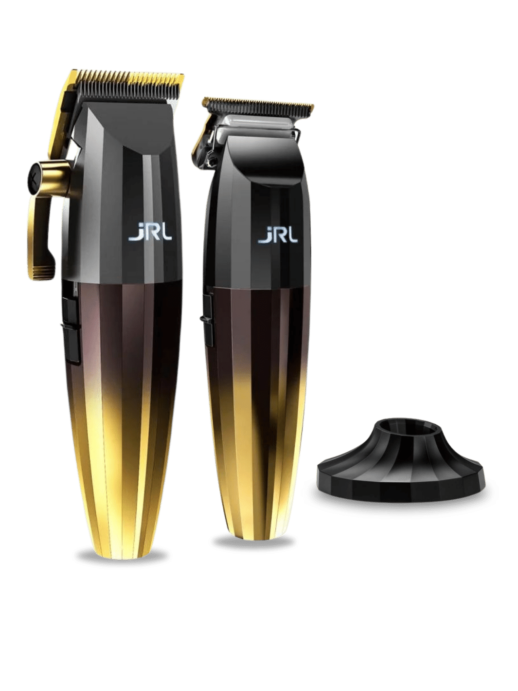 JRL FF2020 Gold Kollektion mit professionellem Haarschneider und Trimmer in elegantem Design, abgebildet, inklusive Halterung.