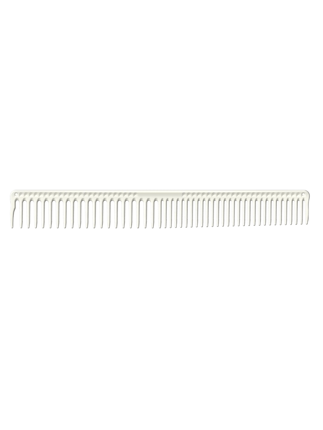 JRL J306 Haarschneidekamm 9" mit langen runden Zähnen in Weiß, erhältlich bei Phullcutz. Ideal für präzises Schneiden und professionelles Haarstyling. Hitzebeständig und chemisch beständig.