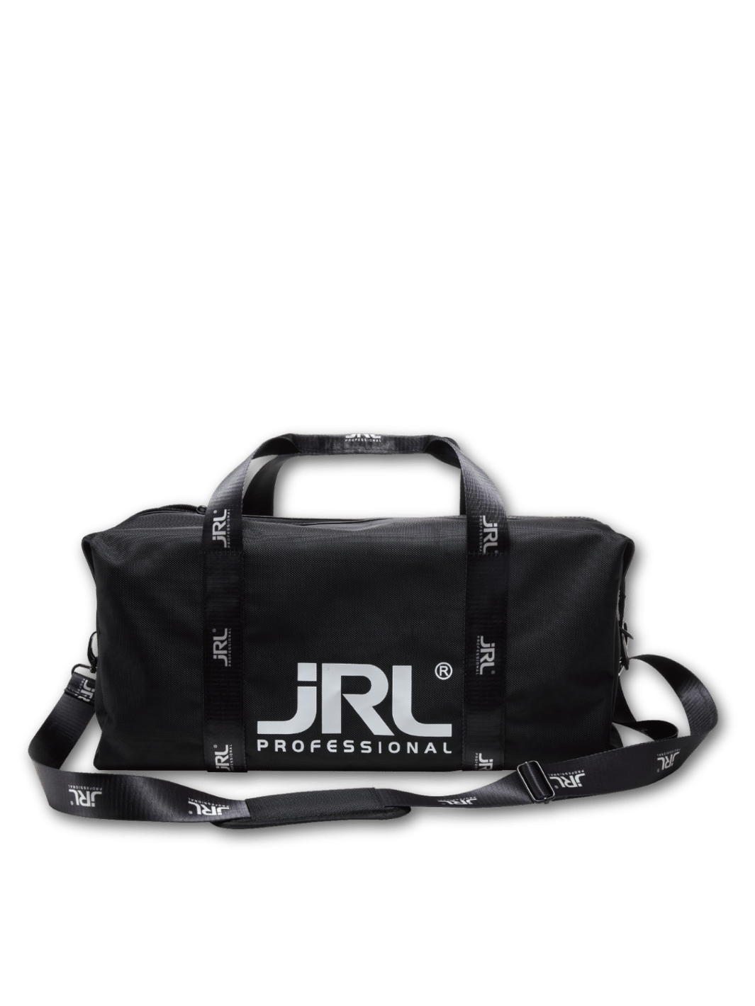 Schwarze JRL Reisetasche mit abnehmbarem Tragegurt und Außentaschen, erhältlich bei Phullcutz.