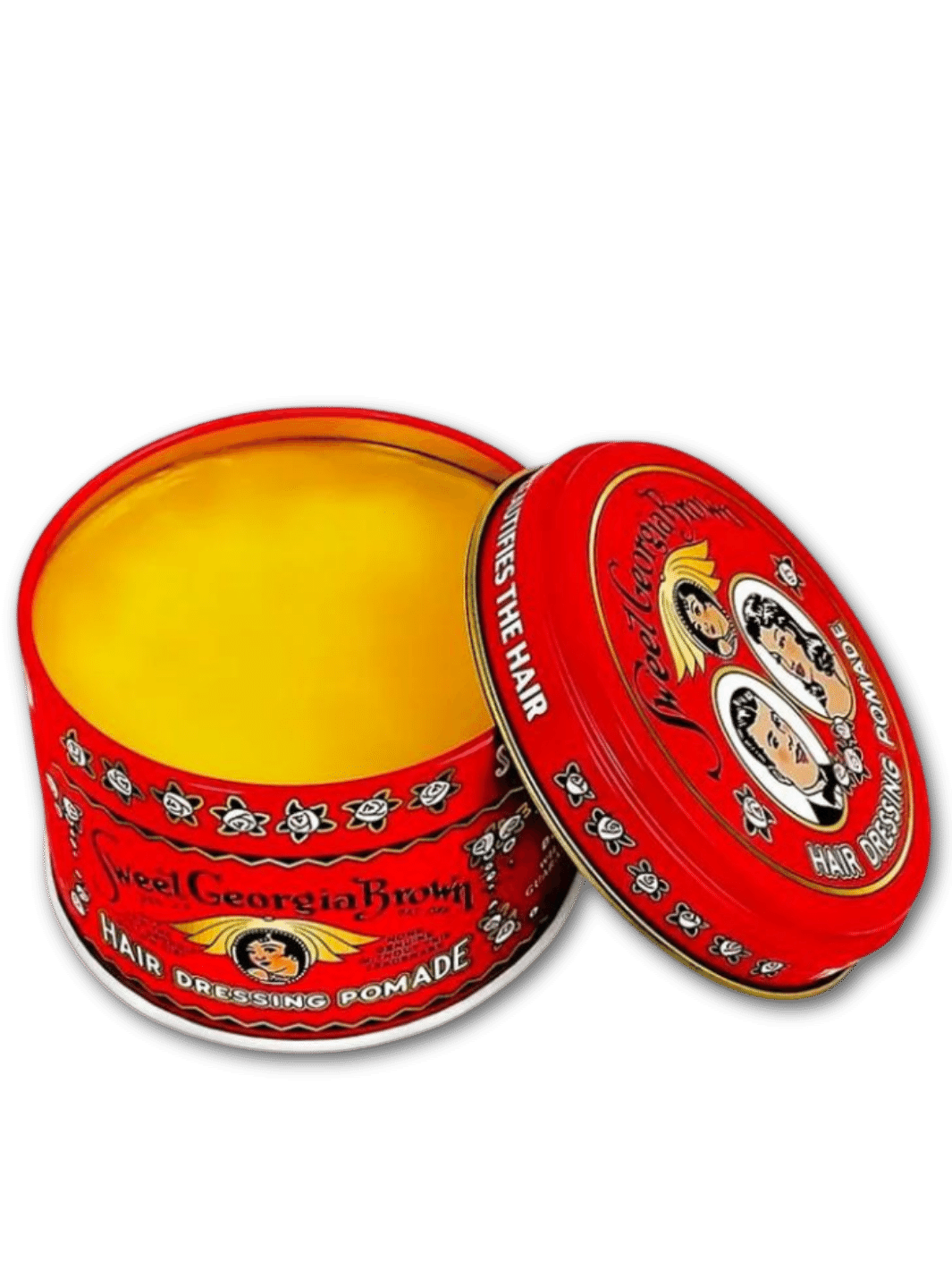 SWEET GEORGIA BROWN Haarpomade mit mittlerem Halt in einer rot verzierten 114g Dose, erhältlich bei Phullcutz, ideal für stylische und flexible Haarfrisuren.