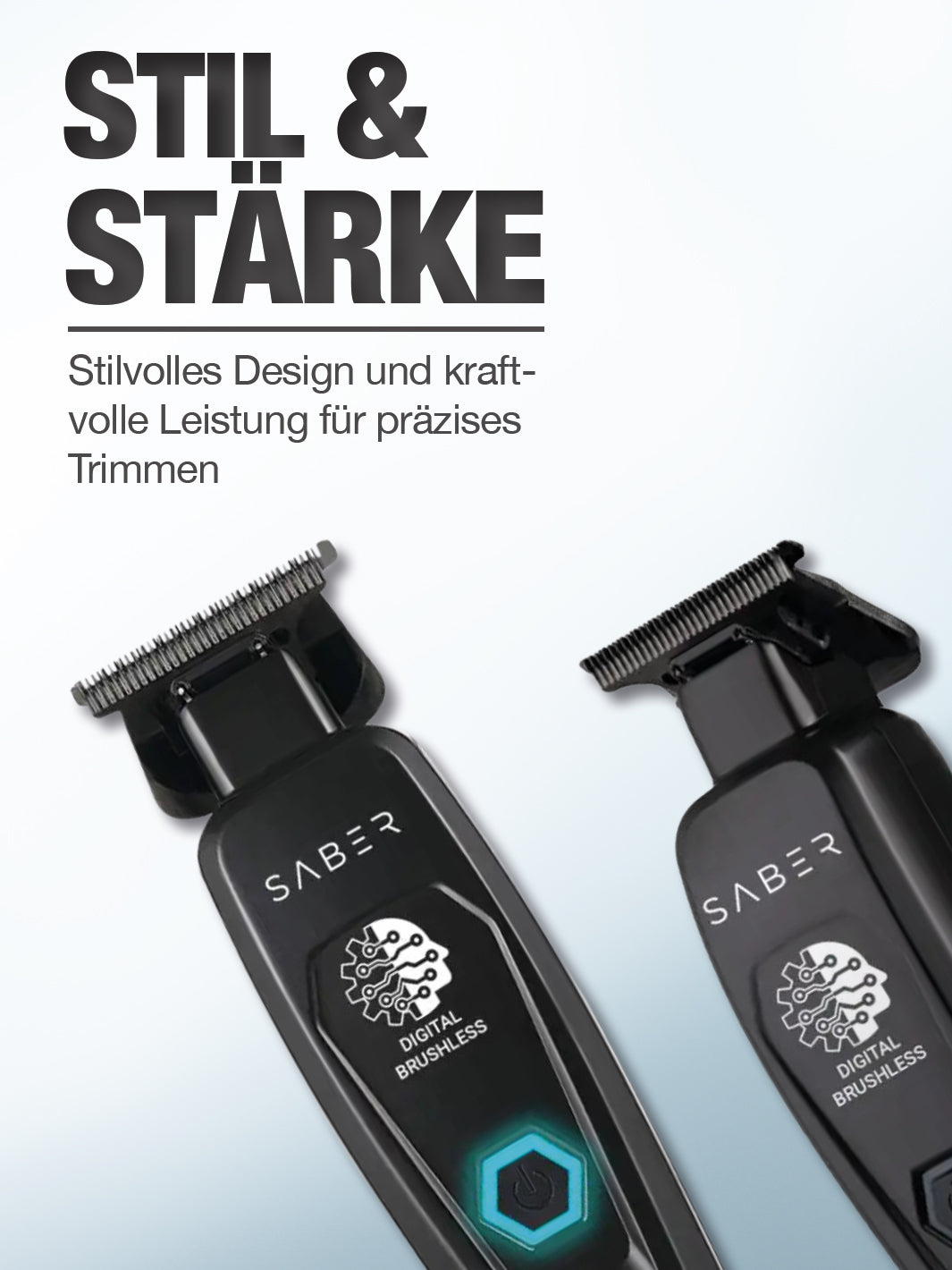 Stylecraft SABER Trimmer Schwarz Professioneller Metalltrimmer mit digitalem bürstenlosen Motor