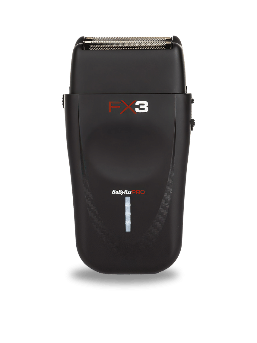 Der BaByliss PRO 4Artists FX3 Hochleistungs-Doppelfolienrasierer in schwarz mit prägnantem Design, verfügbar bei Phullcutz für professionelles Barbering.
