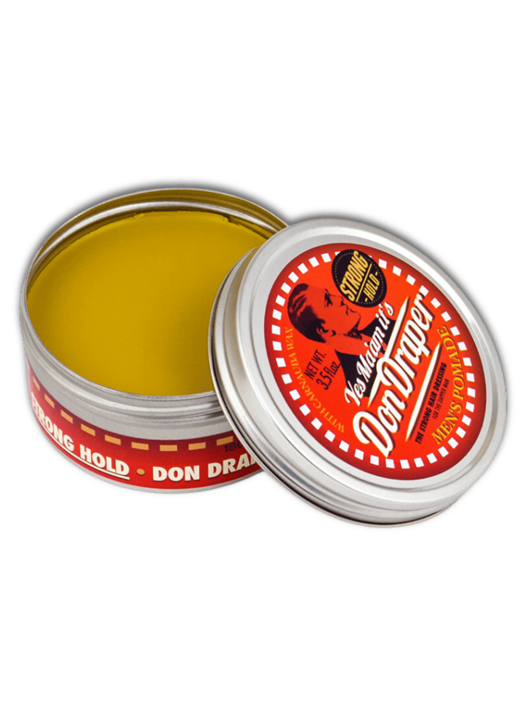 Don Draper Men’s Pomade Strong Hold 100g, vegan und mit festem Halt für klassische Frisuren. Eleganter Glanz und reichhaltige Pflege, erhältlich bei Phullcutz. Ideal für Profis.