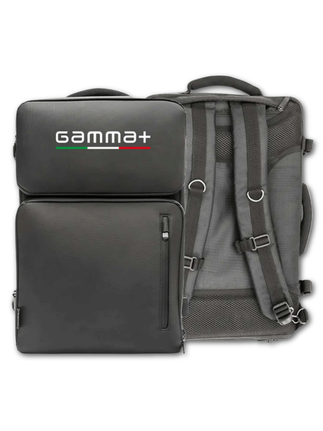 Gamma+ Barbier-Rucksack, erhältlich bei Phullcutz. Ideal für den sicheren und organisierten Transport von Friseurausrüstung, mit gepolsterten Fächern und ergonomischer Polsterung.