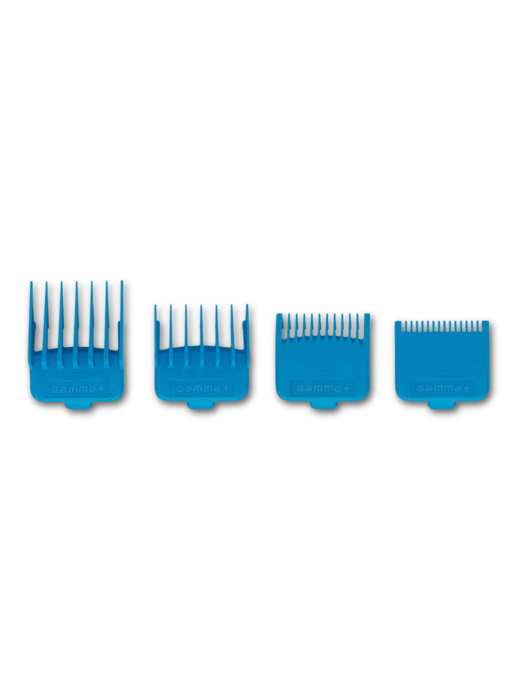 Gamma+ Clipper Tight Guards Blau Vorderansicht, erhältlich bei Phullcutz. Ideal für präzise Haarschnitte.